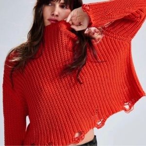 Zara Knit Orange Sweater - Size Small